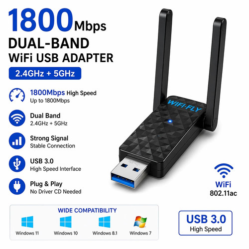 1800mbps usb wifi adapter - wifi, dual
