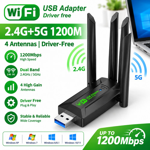 1200mbps usb wifi adapter dual - usb,