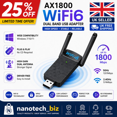 1800mbps usb wifi adapter dual - usb,