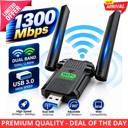 1300mbps usb wifi adapter dual - usb,