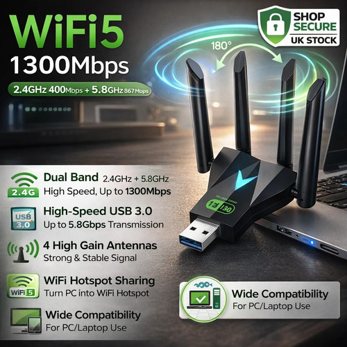 1300mbps usb wifi adapter dual - wifi,